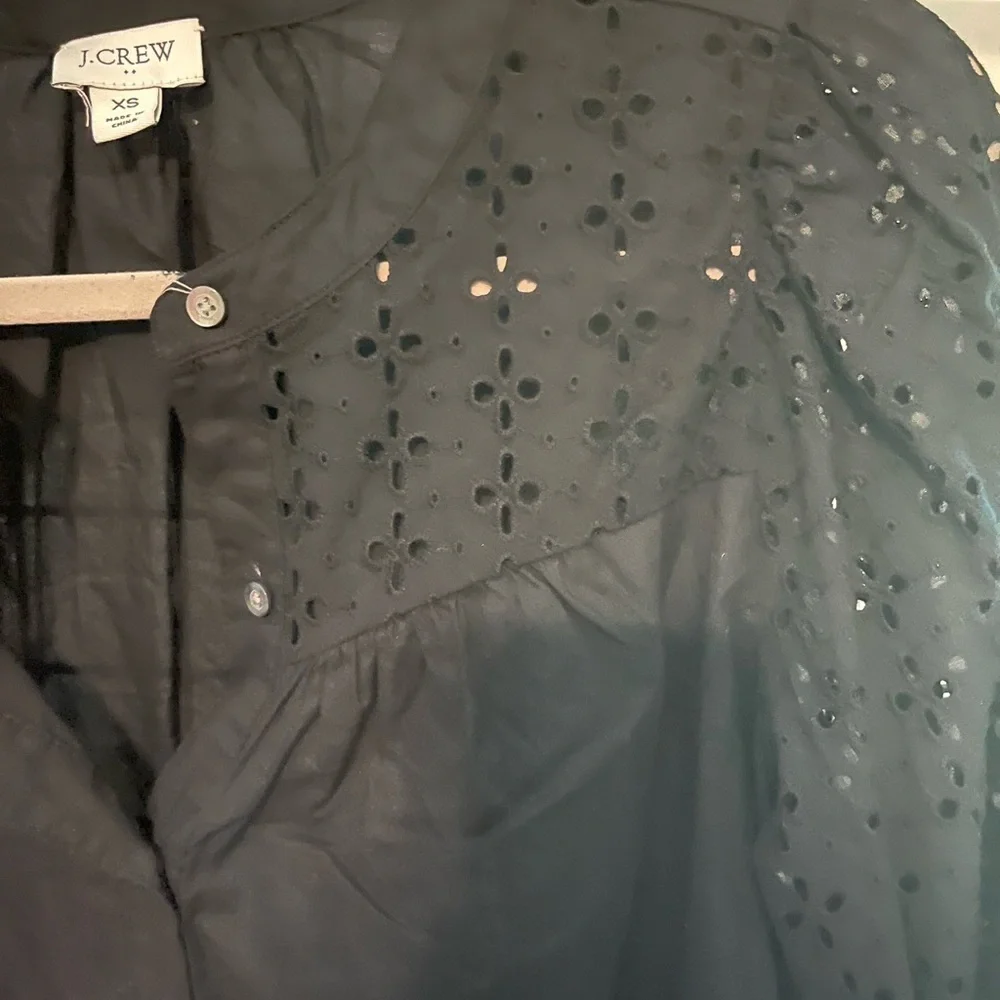 J. Crew Black Eyelet Blouse